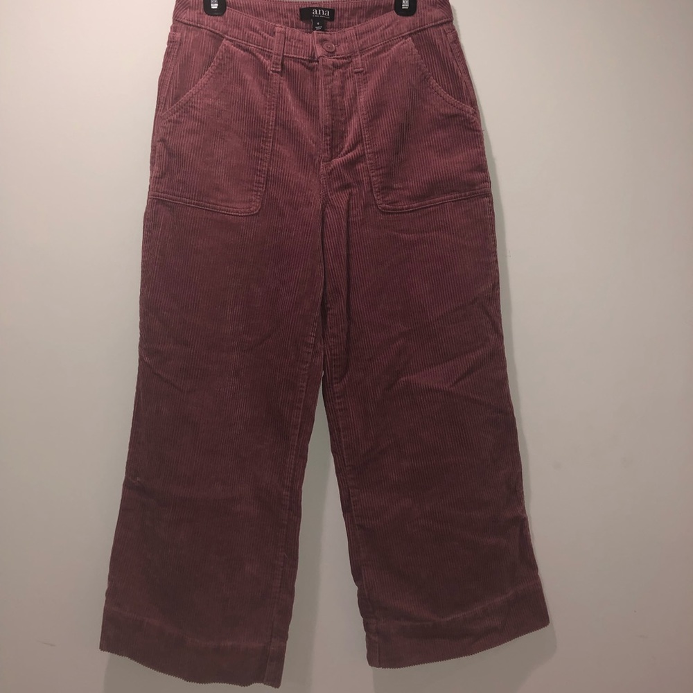 Anna pink corduroy cropped flared pants